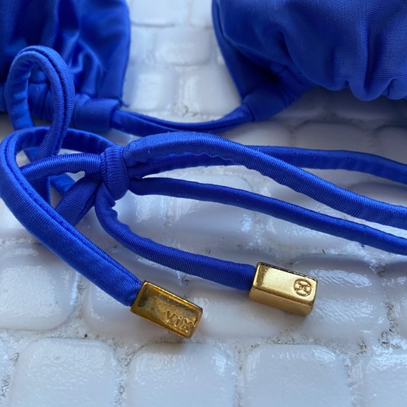 Royal blue VIX bikini with gold mesh accents - Picture 9 of 10